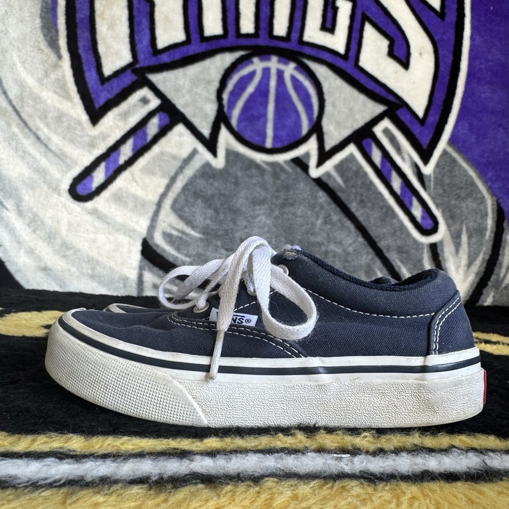 Size 12c - Vans shoes vans Off The Wall Youth Boy's Navy/White Low Skater Shoes